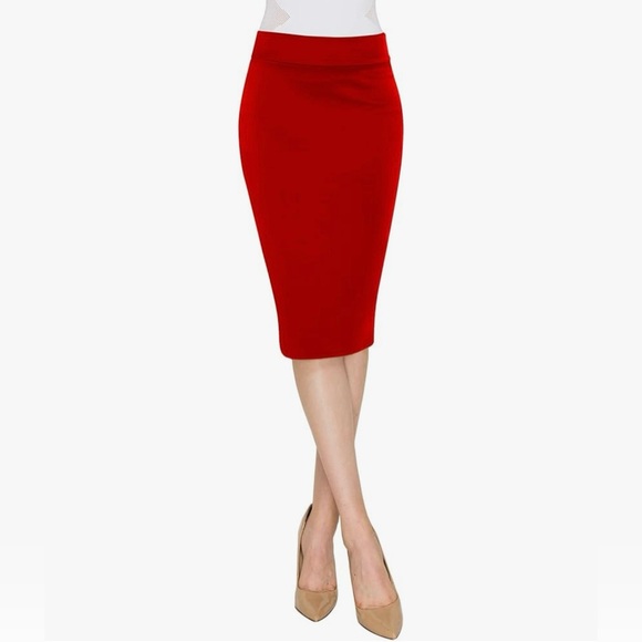 Amy's Closet Dresses & Skirts - Women's Elastic Waist Stretch Bodycon Midi Knee Length Pencil Skirt for Office